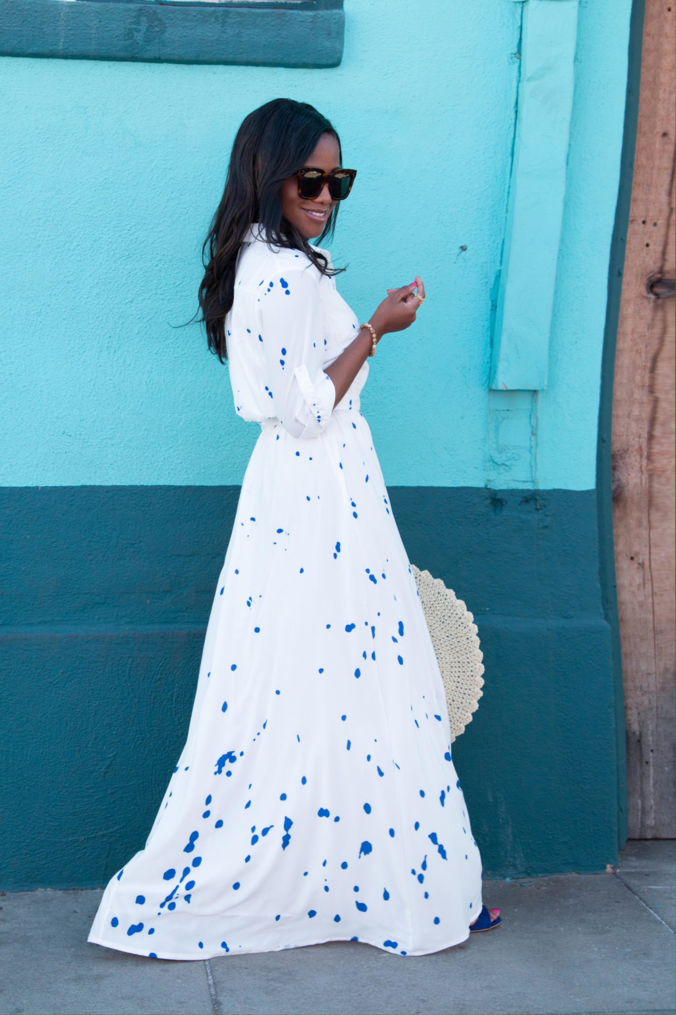 Downtown Demure x Choies - Splash Print Maxi Dress