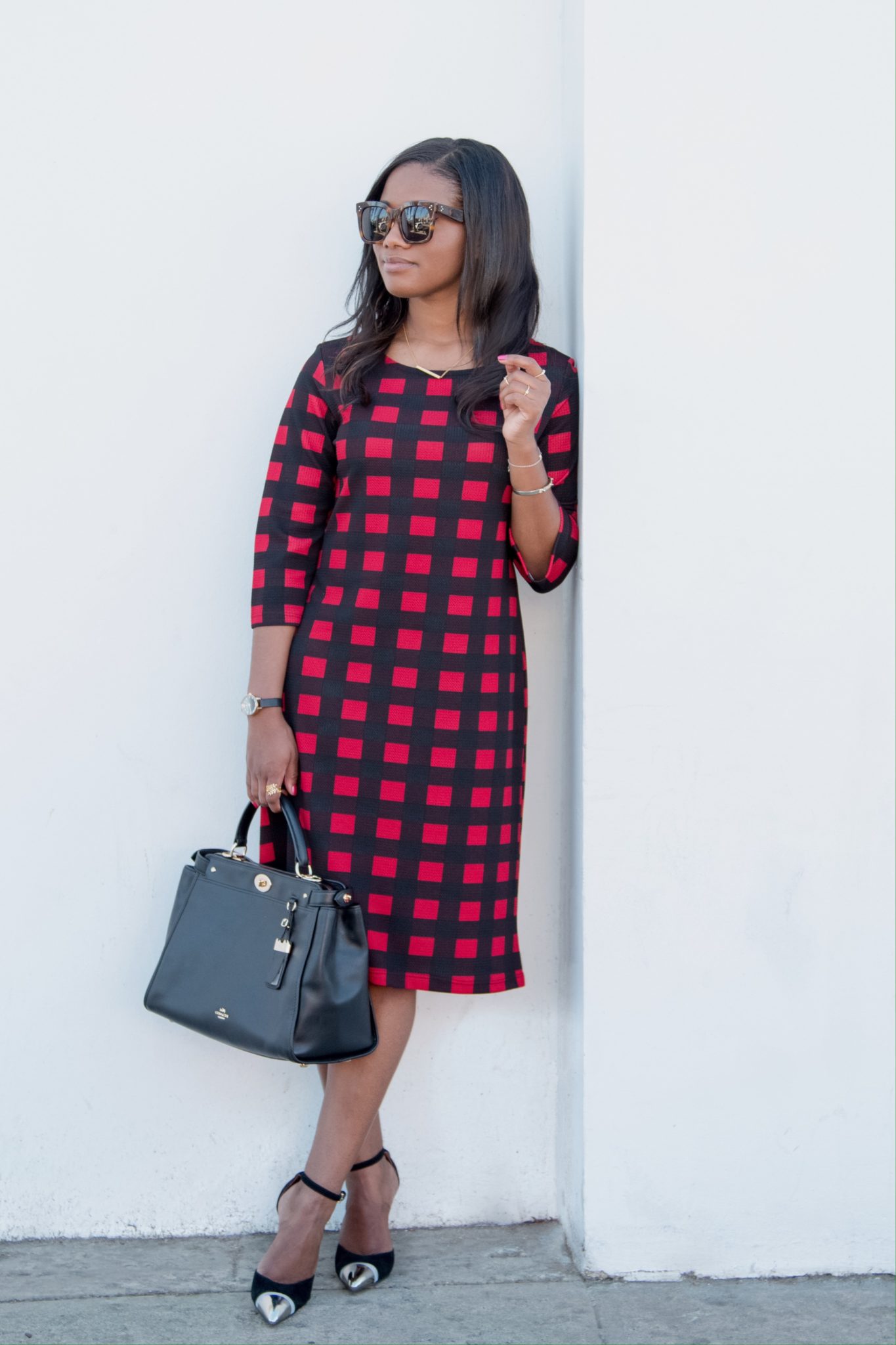 Downtown Demure x Modli - Red and Black Checkered Dress Review (3)