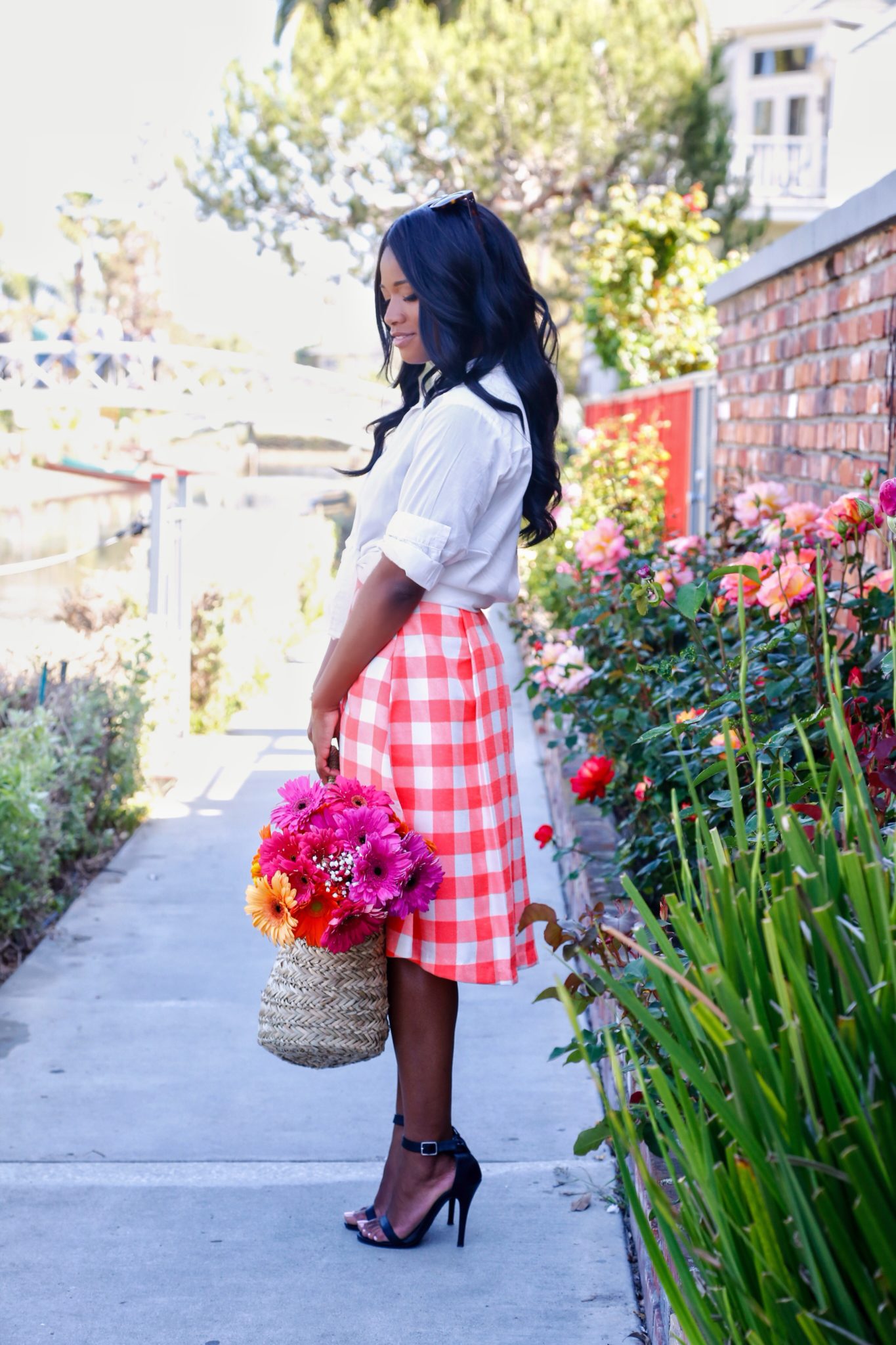 Gingham + Flowers on DowntownDemure.com - Modest Fashion Blog