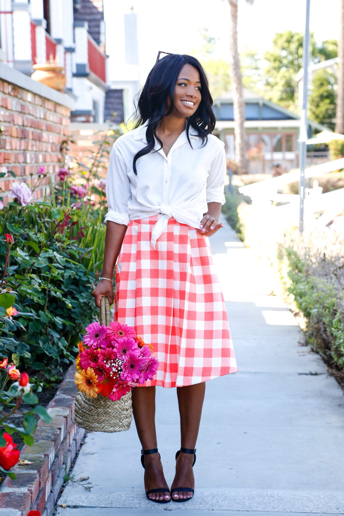 Gingham + Flowers on DowntownDemure.com - Modest Fashion Blog