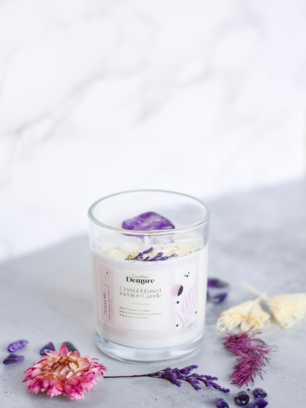 Crystal Intention Candle - Tranquility Intention - Downtown Demure (Side) - Pinterest